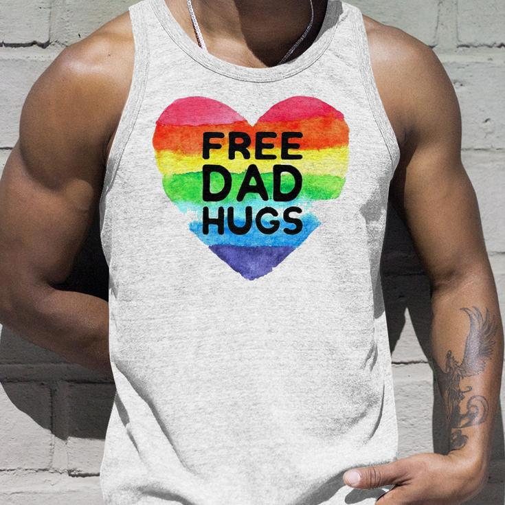Mens Free Dad Hugs Rainbow Heart Flag Gay Lgbt Pride Month Unisex Tank Top Gifts for Him