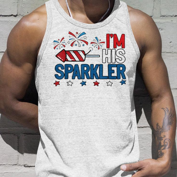 Mens Im His Sparkler Funny 4Th Of July Matching Couples For Her Unisex Tank Top Gifts for Him