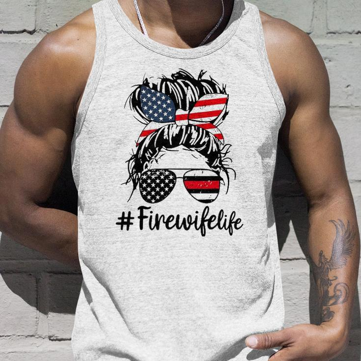 Mom Life And Fire Wife Firefighter Patriotic American Unisex Tank Top Gifts for Him
