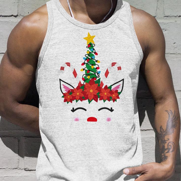 New Christmas Unicorn Face Santicorn Poinsettia Crown Cute V2 Unisex Tank Top Gifts for Him