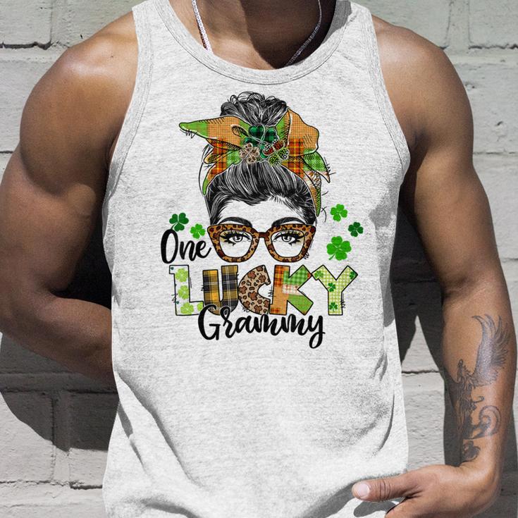 One Lucky Grammy Shamrock Plaid Leopard St Patricks Day Unisex Tank Top Gifts for Him