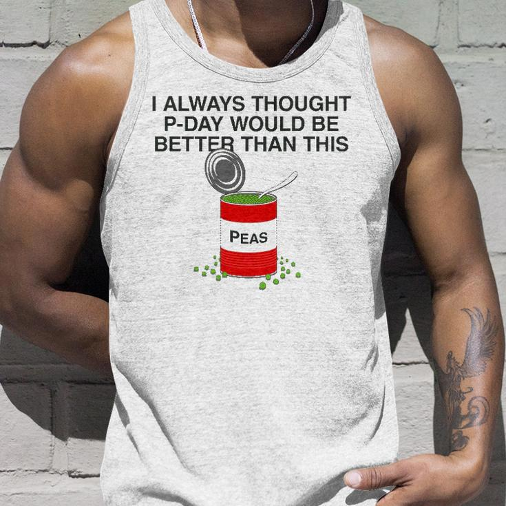 P-Day Funny Lds Missionary Pun Canned Peas P Day Unisex Tank Top Gifts for Him