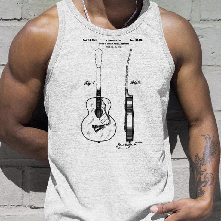 Patent Drawing Old Acoustic Guitar Unisex Tank Top Gifts for Him