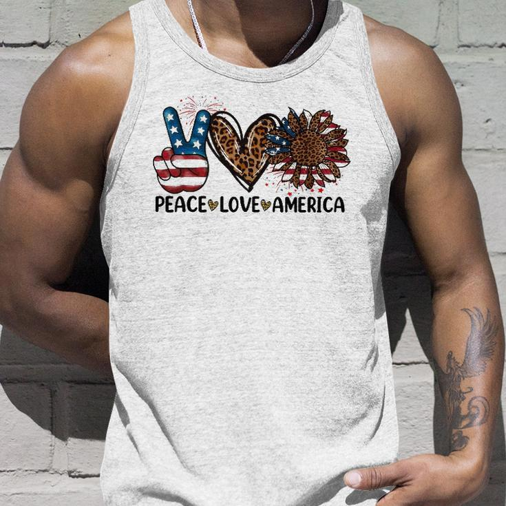 Peace Love America Sunflower Leopard Usa Flag 4Th Of July Unisex Tank Top Gifts for Him