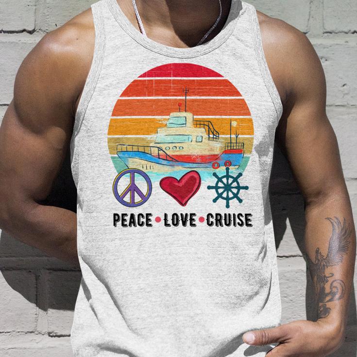 Peace Love Cruising Family Cruise Vacation Matching Gift Unisex Tank Top Gifts for Him