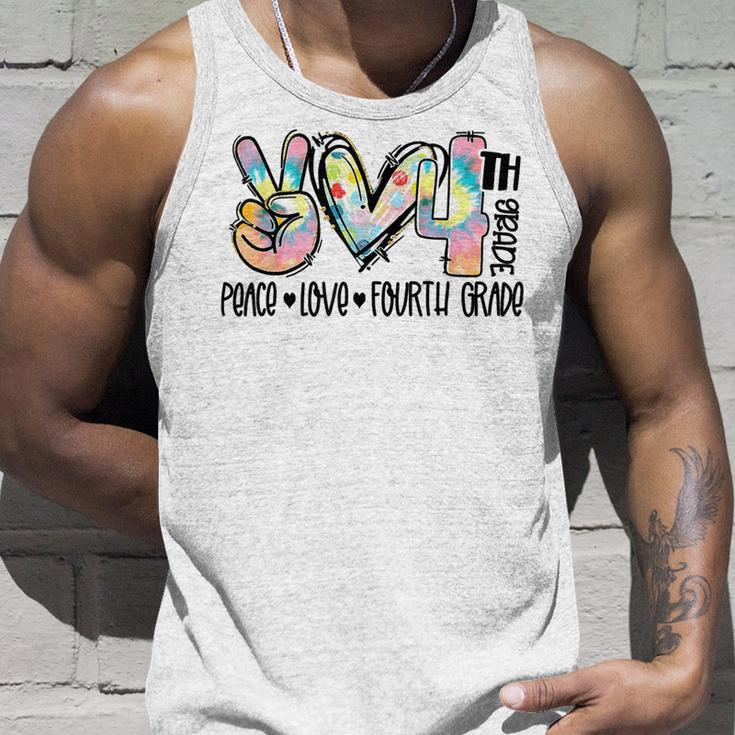 Peace Love Fourth Grade Funny Tie Dye Student Teacher T-Shirt Unisex Tank Top Gifts for Him