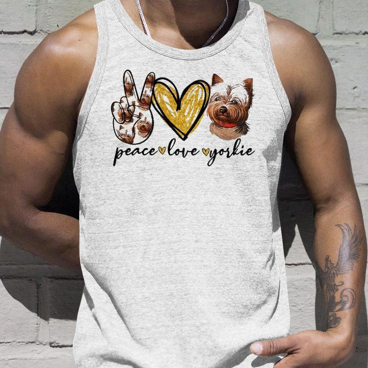 Peace Love Yorkie Dog Lovers Yorkshire Terrier Dad Mom Gift Unisex Tank Top Gifts for Him