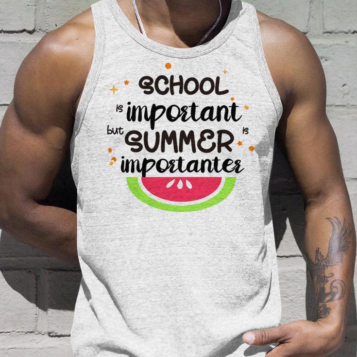 School Is Important But Summer Is Importanter Watermelon Design Unisex Tank Top Gifts for Him