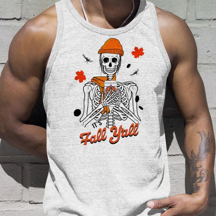 Skeleton It’S Fall Y’All Thanksgiving Funny Autumn Halloween Unisex Tank Top Gifts for Him