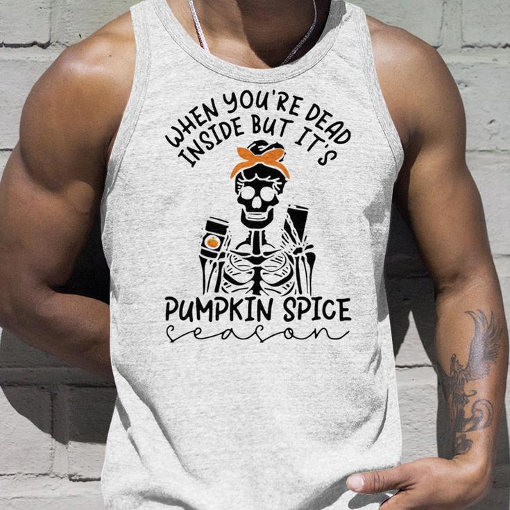 Skeleton When You’Re Dead Inside But It’S Pumpkin Spice Season Skeleton Fall Pumpkin Spice SeasonUnisex Tank Top Gifts for Him