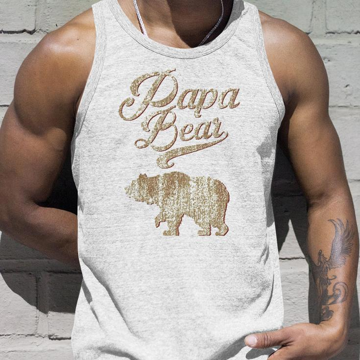 Vintage Papa Bear Dad Fathers Day Father Gift Tee Unisex Tank Top Gifts for Him