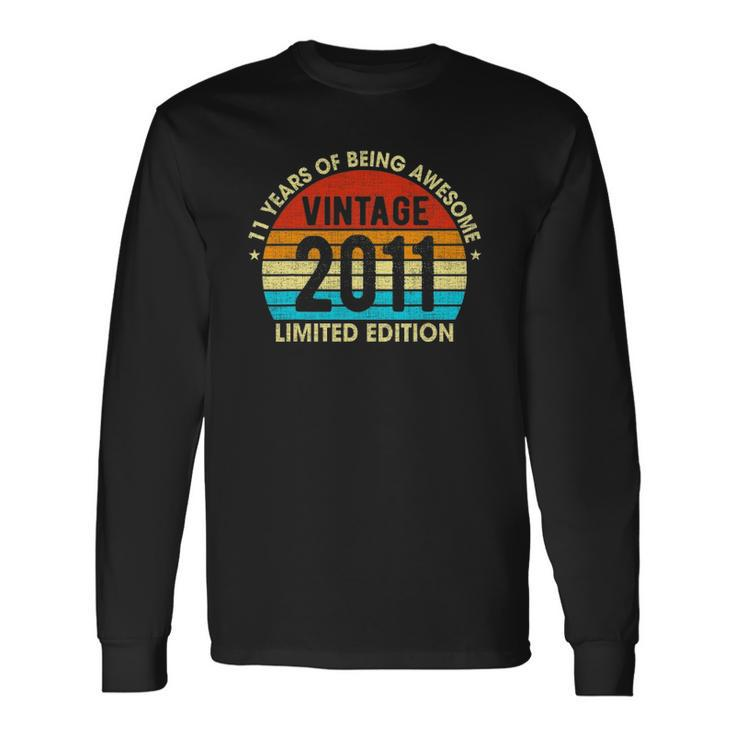 11 Years Old Vintage 2011 Limitededition Retro 11Th Birthday Long Sleeve T-Shirt