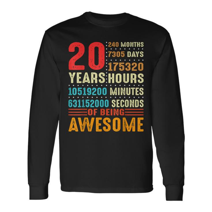 20 Years Old 20Th Birthday Vintage 240 Months For Boy Girl Long Sleeve T-Shirt