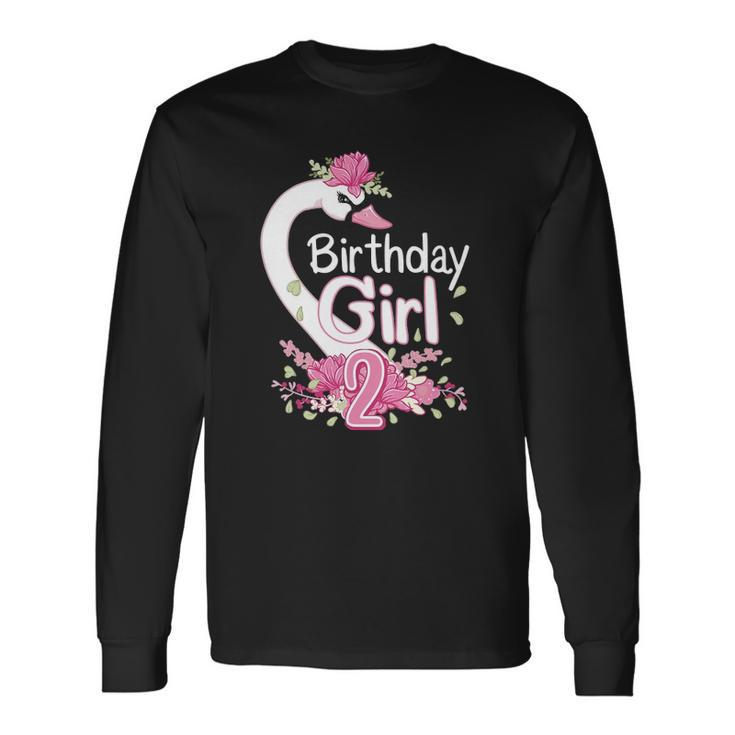 2Nd Birthday Wildlife Swan Animal 2 Years Old Birthday Girl Long Sleeve T-Shirt T-Shirt Gifts ideas