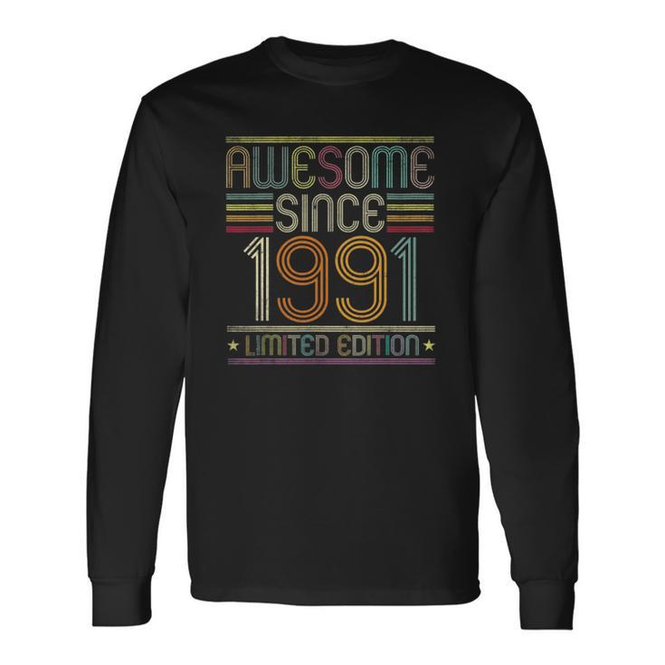 31St Birthday Vintage Tee 31 Years Old Awesome Since 1991 Birthday Party Long Sleeve T-Shirt