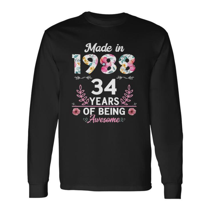 34 Years Old 34Th Birthday Born In 1988 Girls Long Sleeve T-Shirt Gifts ideas