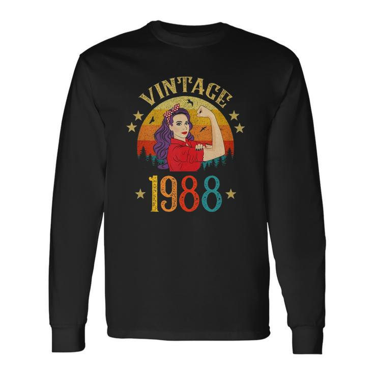 34Th Birthday 34 Years Old For Retro Vintage 1988 Long Sleeve T-Shirt