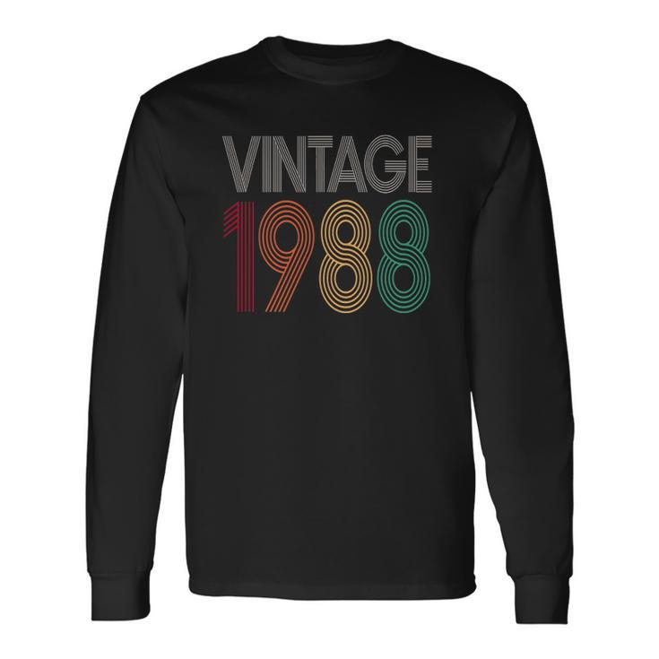 34Th Birthday Vintage 1988 Retro 34 Years Old Long Sleeve T-Shirt