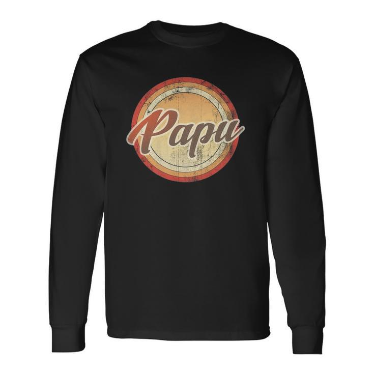 Graphic 365 Papu Vintage Retro Fathers Day Long Sleeve T-Shirt T-Shirt