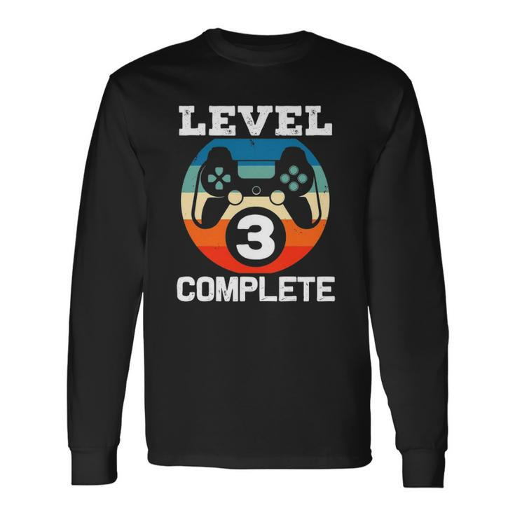 3Rd Years Wedding Anniversary For Him Level 3 Complete Long Sleeve T-Shirt - Thegiftio