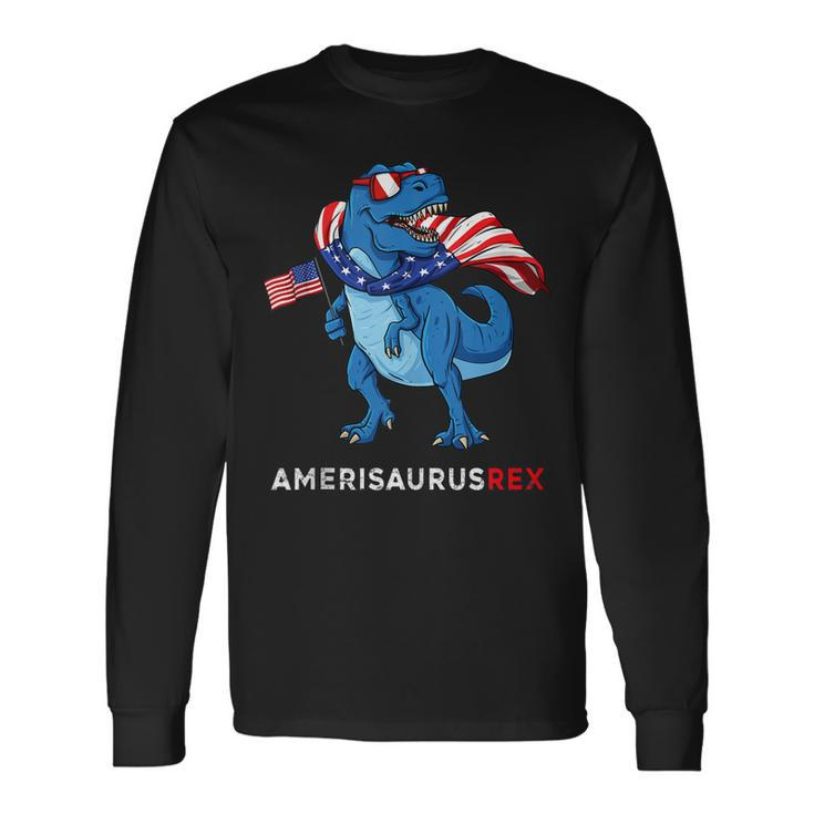 4Th Of July Amerisaurus Rex Dinosaur Boys Ns Long Sleeve T-Shirt