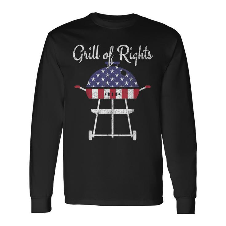 4Th Of July For Dad Men Grandpa Grilling Grill Long Sleeve T-Shirt