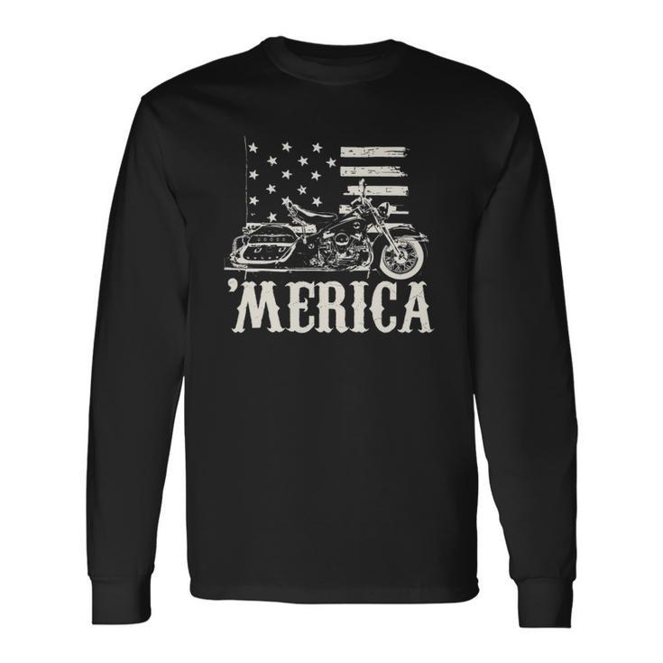 4Th Of July Merica V-Twin Motorcycle Biker Long Sleeve T-Shirt T-Shirt