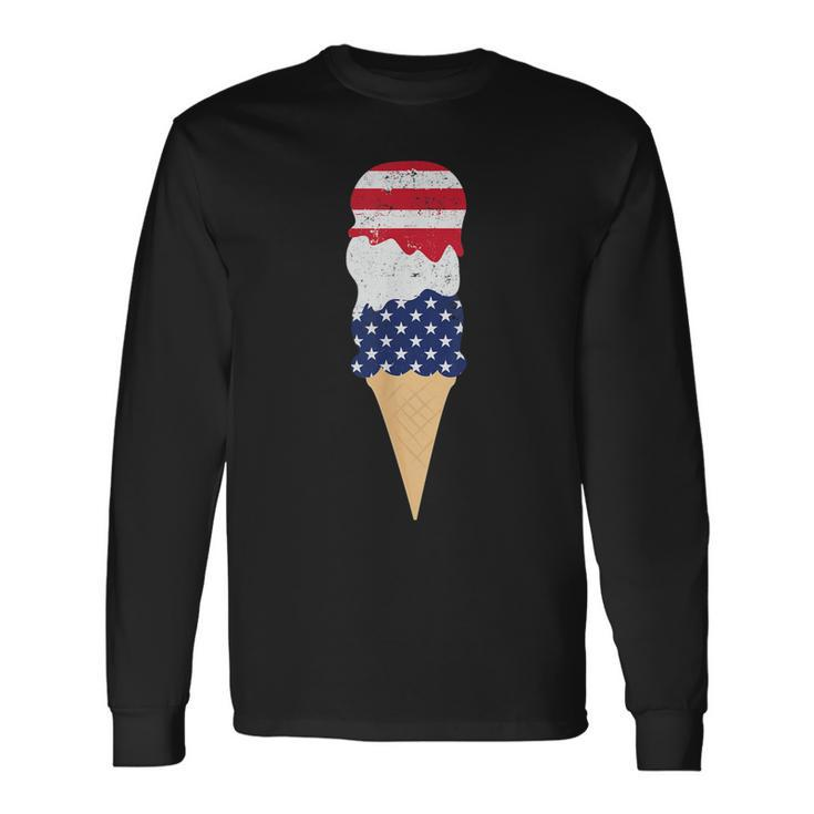 4Th Of July Patriotic Ice Cream For Independence Day Long Sleeve T-Shirt