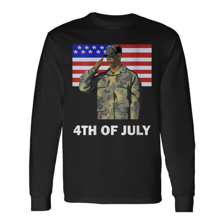 4Th Of July Proud Army Dad Independence Day American Flag Long Sleeve T-Shirt