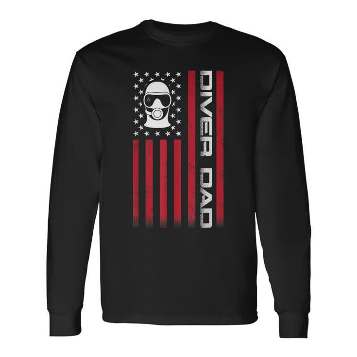 4Th Of July Us Flag Diver Dad For Fathers Day Long Sleeve T-Shirt
