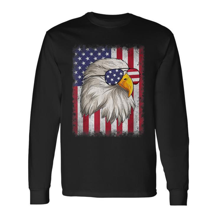 4Th Of July Usa Flag American Patriotic Eagle Long Sleeve T-Shirt