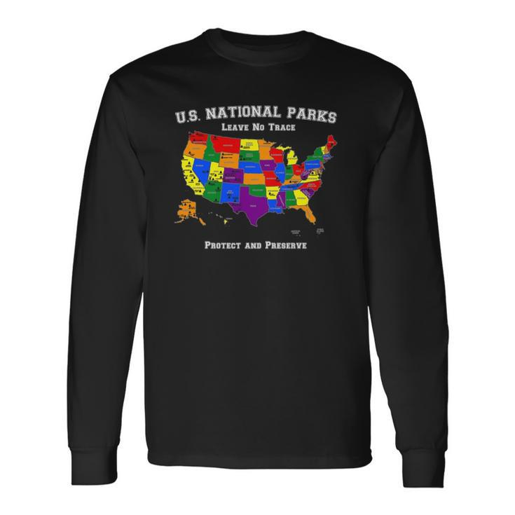 All 63 Us National Parks For Campers Hikers Walkers Long Sleeve T-Shirt T-Shirt