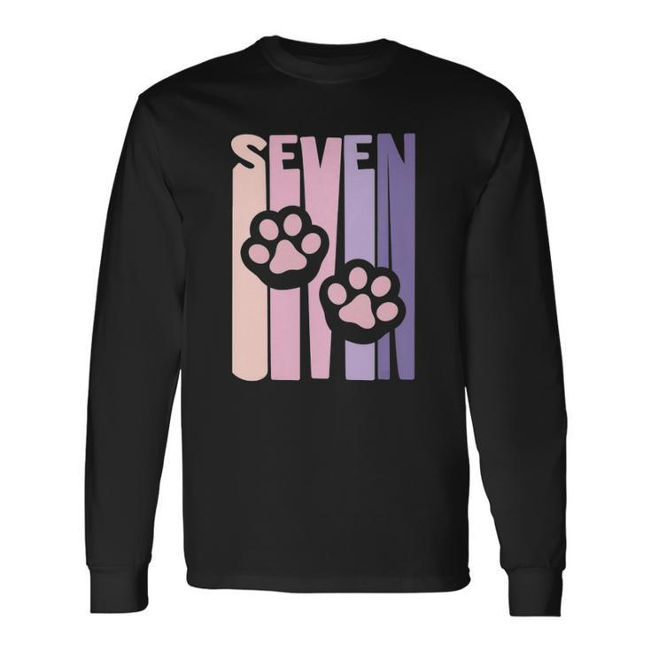 7Th Birthday Paw Cute Dog Fan 7 Years Old For Girls Long Sleeve T-Shirt T-Shirt