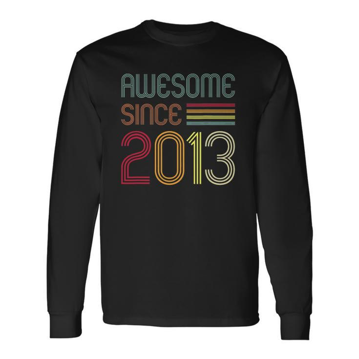 9 Years Old Awesome Since 2013 9Th Birthday Retro Long Sleeve T-Shirt