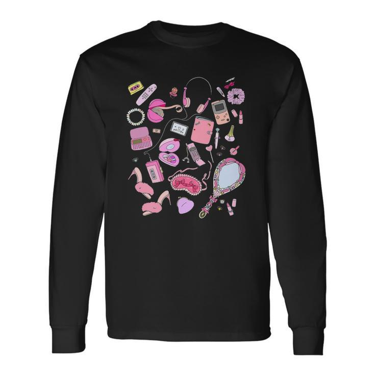 90S Styles Pink Nostalgia Graphic Long Sleeve T-Shirt
