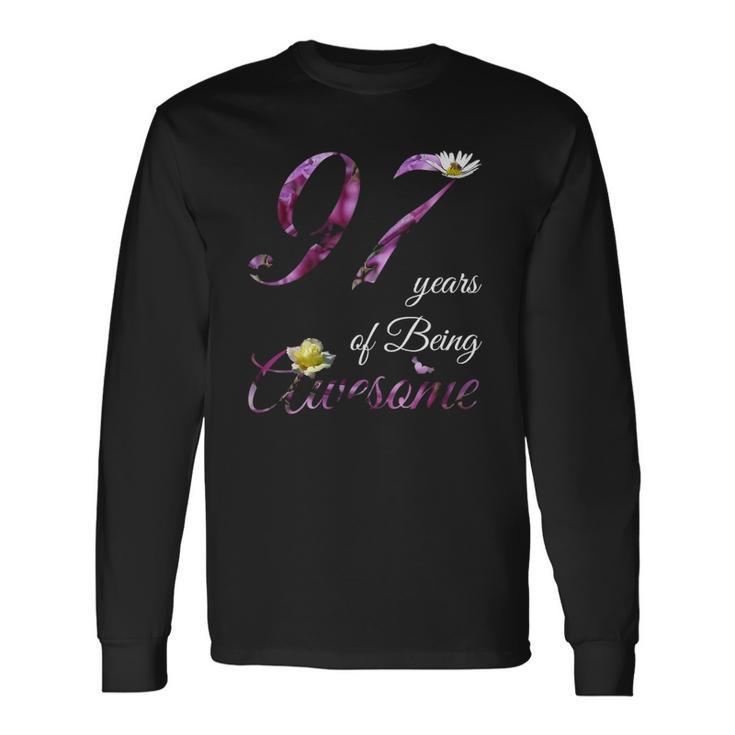 97 Years Old Awesome Floral 1925 97Th Birthday Long Sleeve T-Shirt