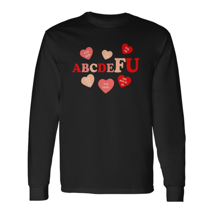 AbcDeFu Valentines Retro Hearts Valentine Candy Long Sleeve T-Shirt T-Shirt