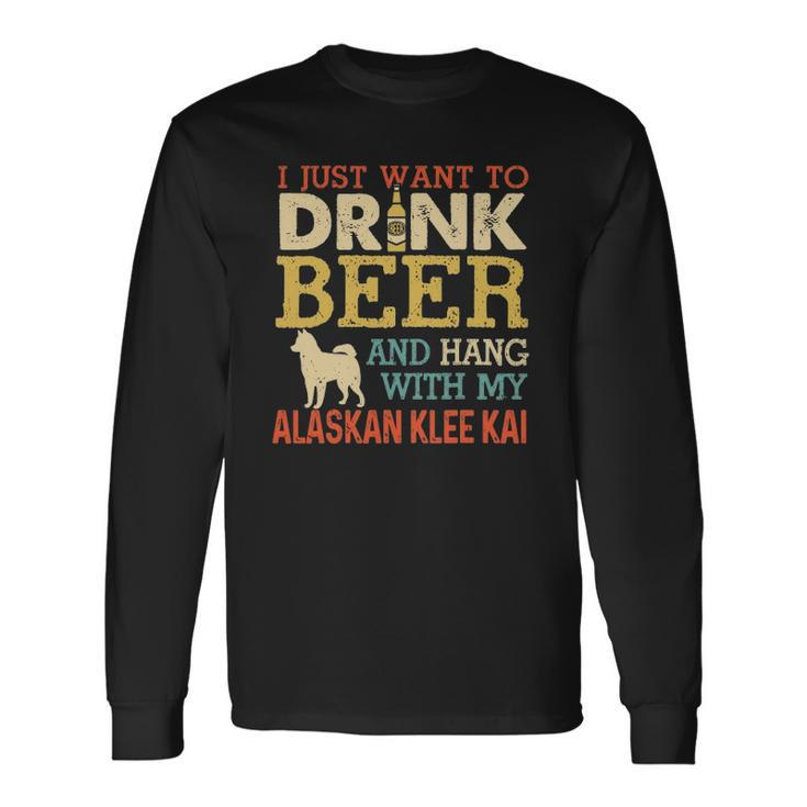 Alaskan Klee Kai Dad Drink Beer Hang With Dog Vintage Long Sleeve T-Shirt T-Shirt
