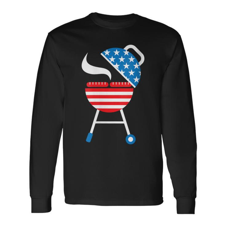 America Barbeque 4Th Of July Usa Flag Merica Dad Long Sleeve T-Shirt