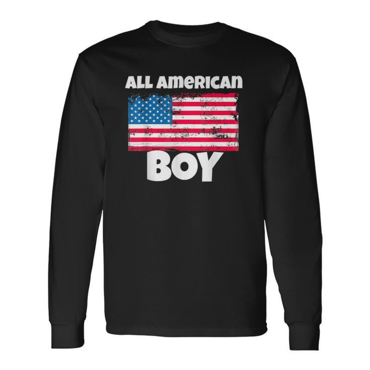 All American Boy Usa Flag Distressed 4Th Of July Long Sleeve T-Shirt T-Shirt