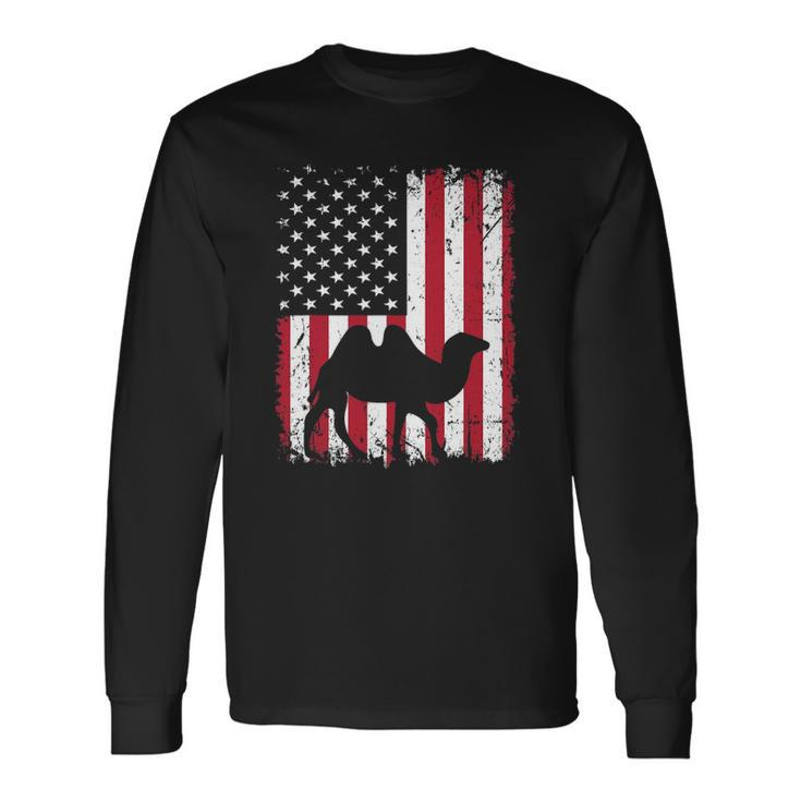 American Flag Camel Animal Vintage 4Th Of July Long Sleeve T-Shirt T-Shirt
