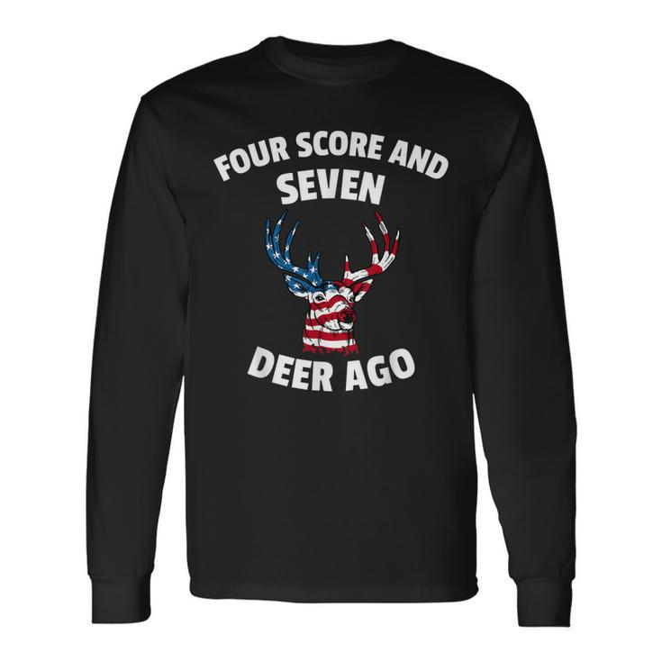 American Flag Deer 4Th Of July Seven Deer Ago Long Sleeve T-Shirt