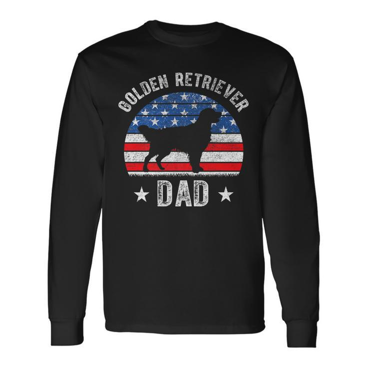 American Flag Golden Retriever Dad 4Th Of July Fathers Day Long Sleeve T-Shirt