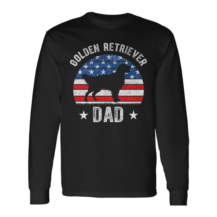 American Flag Golden Retriever Dad 4Th Of July Fathers Day Long Sleeve T-Shirt