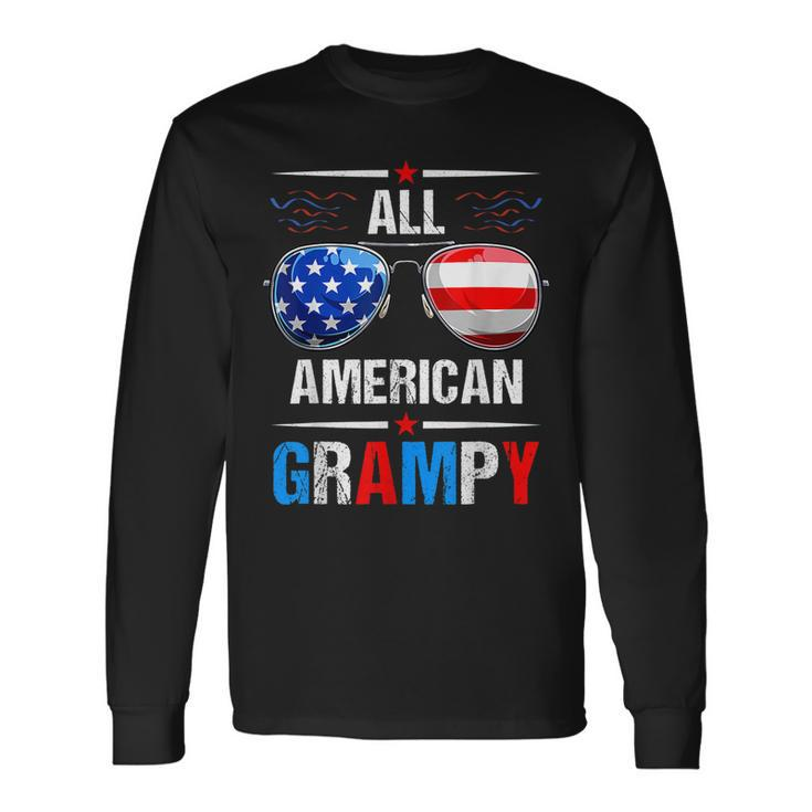 All American Flag Grampy July 4Th Sunglasses Usa Patriotic Long Sleeve T-Shirt
