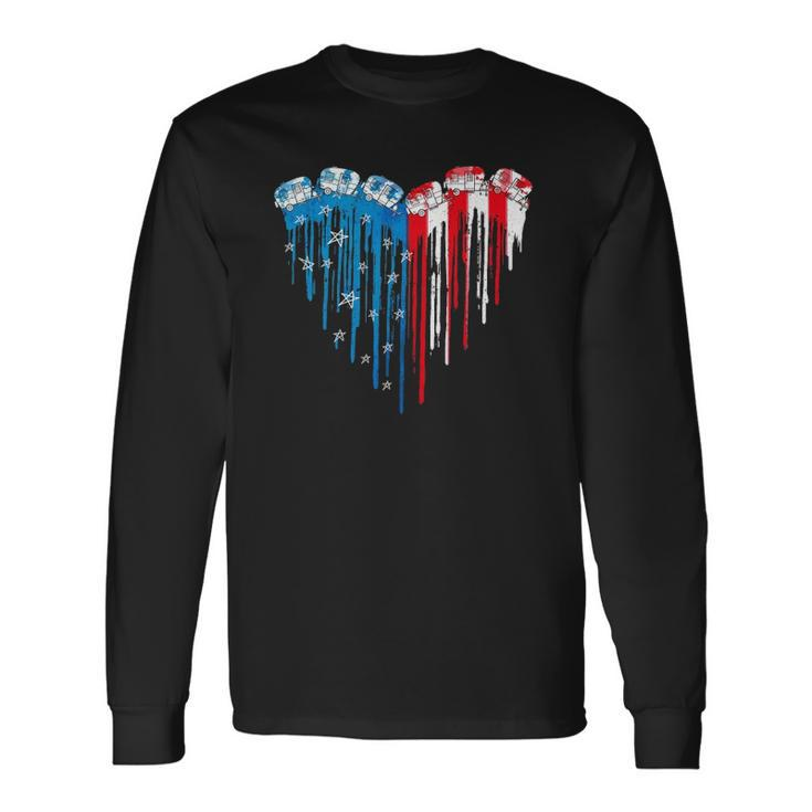 American Flag Heart 4Th Of July Patriotic Long Sleeve T-Shirt T-Shirt