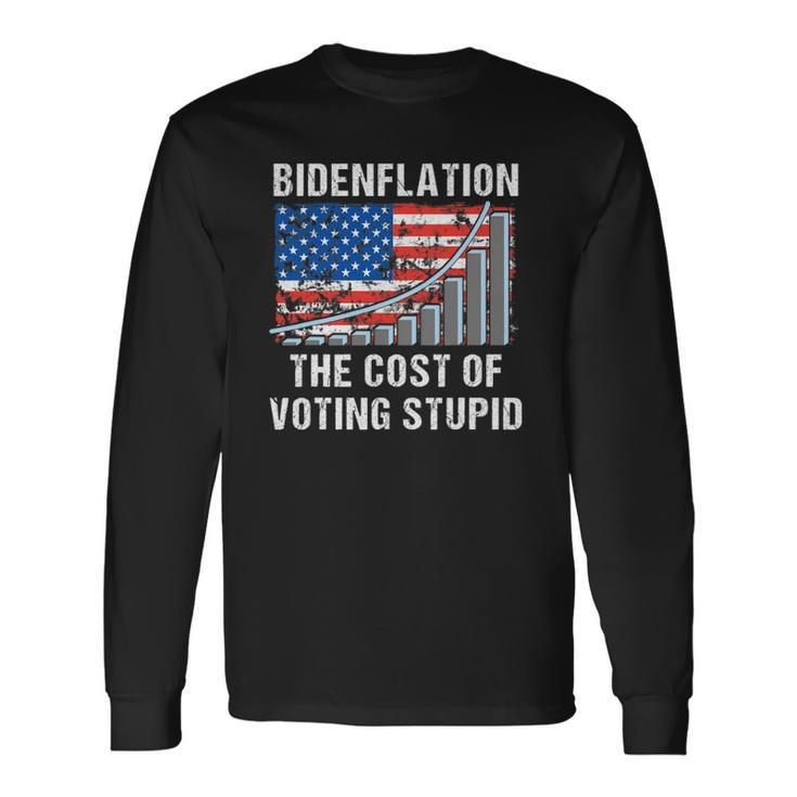 American Flag With Inflation Graph Biden Flation Long Sleeve T-Shirt T-Shirt