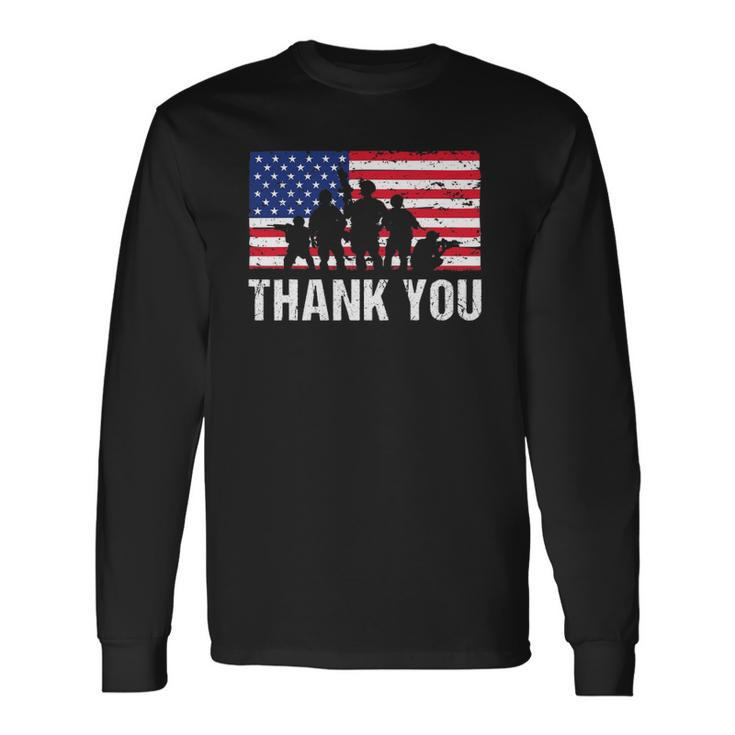American Flag Soldiers Usa Thank You Veterans Proud Veteran Long Sleeve T-Shirt T-Shirt