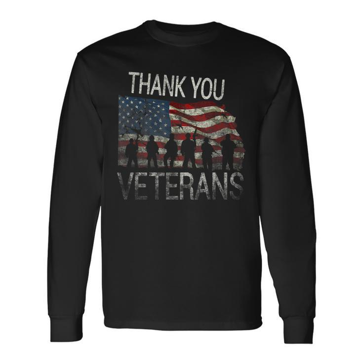 American Flag Thank You Veterans Proud Veteran V2 Long Sleeve T-Shirt