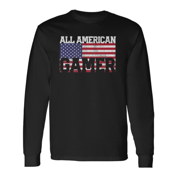 All American Flag Video Gamer July 4Th Boys Long Sleeve T-Shirt T-Shirt